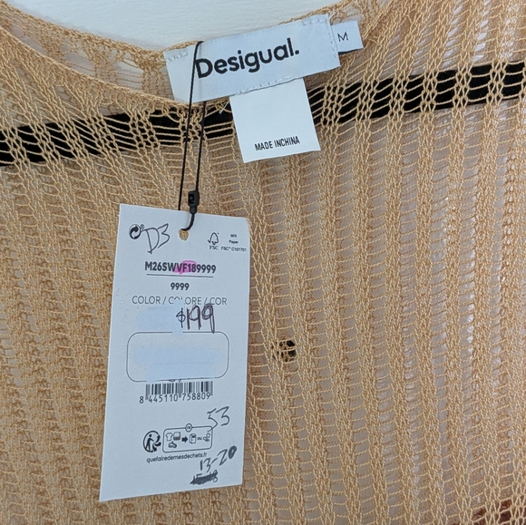 Desigual Open Knit Beaded Maxi Dress NWT Sheer Boho Stretch Festival Beach - Picture 5 of 5